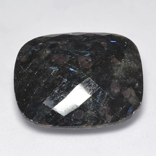 Nuummite Noir avec étincelle bleue naturelle Coupe coussin, 27.53 ct, Opaque