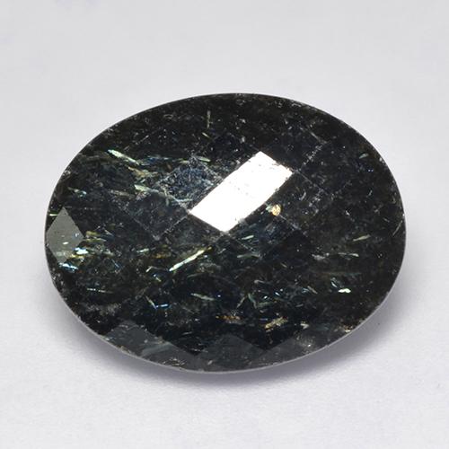 Nuummite Noir avec étincelle bleue naturelle Coupe ovale, 15.94 ct, Opaque