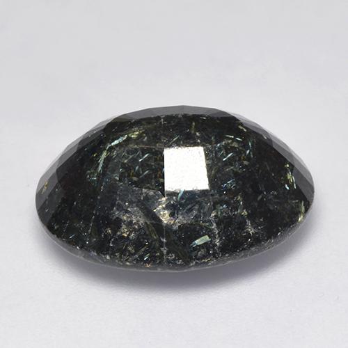 Nuummite Noir avec étincelle bleue naturelle Coupe ovale, 15.94 ct, Opaque