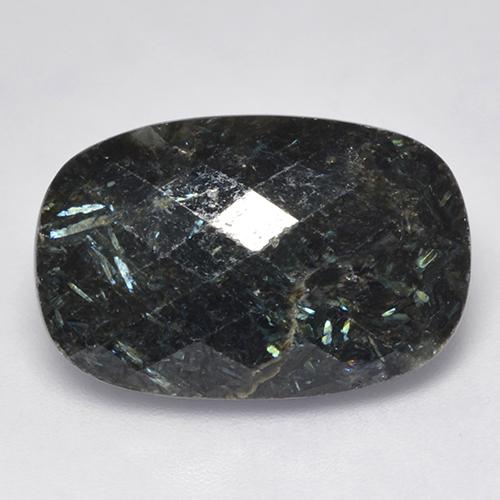 Nuummite Noir avec étincelle bleue naturelle Coupe coussin, 16.10 ct, Opaque