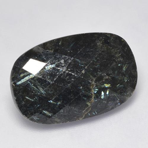 Nuummite Noir avec étincelle bleue naturelle Coupe coussin, 16.10 ct, Opaque