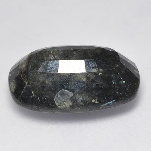 Nuummite Noir avec étincelle bleue naturelle Coupe coussin, 16.10 ct, Opaque