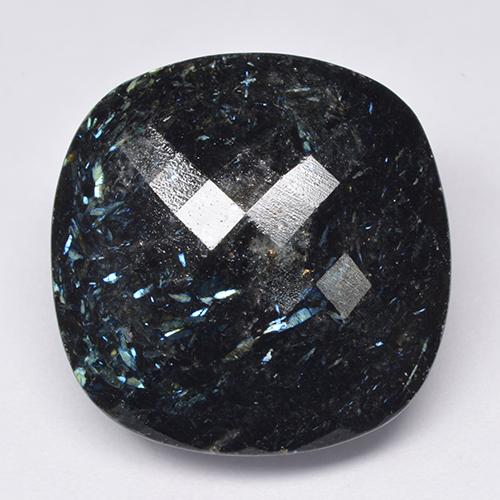 Nuummite noir avec étincelle bleue naturelle coupe coussin, 65,92 ct, opaque