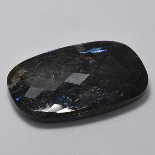 Nuummite Noir avec étincelle bleue naturelle Coupe coussin, 20.72 ct, Opaque