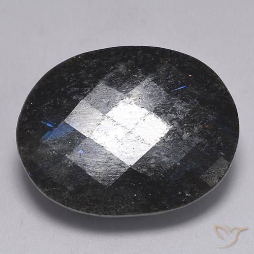 32.32ct Naturel Noir avec étincelle bleue Nuummite, ovale, Opaque