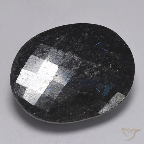 Nuummite Noir avec étincelle bleue naturelle ovale, 32.32 ct, Opaque