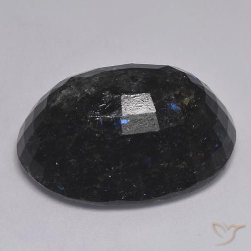 Nuummite Noir avec étincelle bleue naturelle ovale, 32.32 ct, Opaque