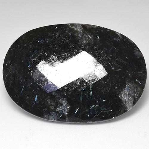 Nuummite noir naturelle coupe ovale, 53,25 ct, opaque