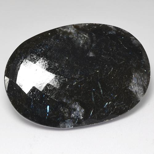 Nuummite noir naturelle coupe ovale, 53,25 ct, opaque