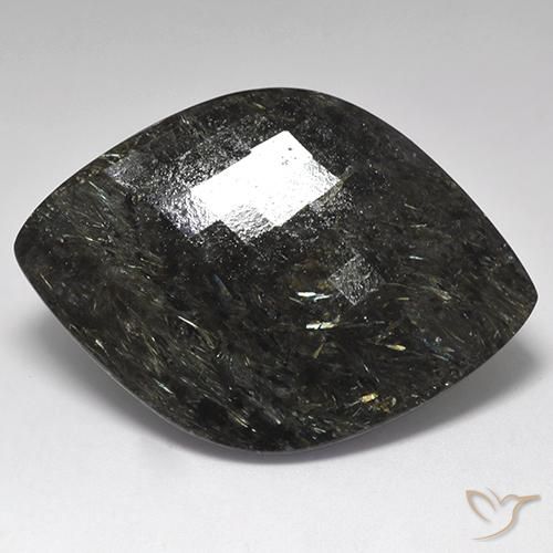 61.20ct Naturel Noir avec étincelle bleue Nuummite, Fantaisie, Opaque