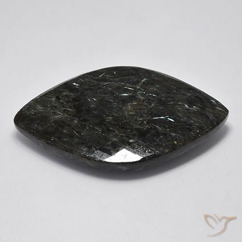 Nuummite Noir avec étincelle bleue naturelle Fantaisie, 61.20 ct, Opaque