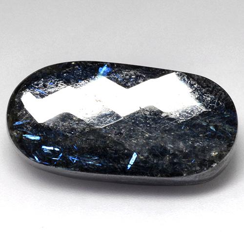 Nuummite Noir avec étincelle bleue naturelle Coupe ovale, 32.30 ct, Opaque