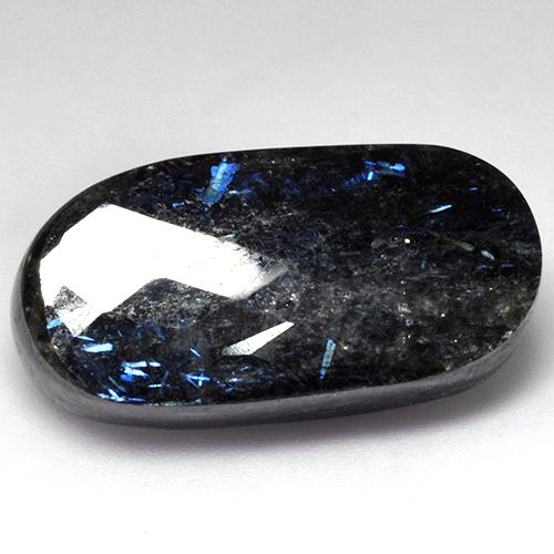 Nuummite Noir avec étincelle bleue naturelle Coupe ovale, 32.30 ct, Opaque