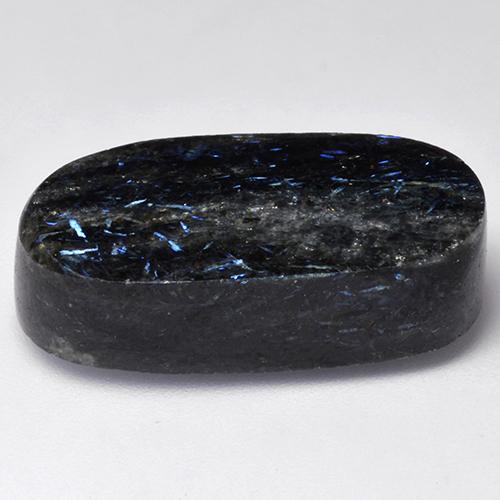 Nuummite Noir avec étincelle bleue naturelle Coupe ovale, 32.30 ct, Opaque