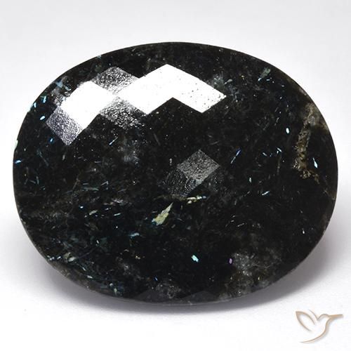 Nuummite Noir avec étincelle bleue naturelle ovale, 44.57 ct, Opaque