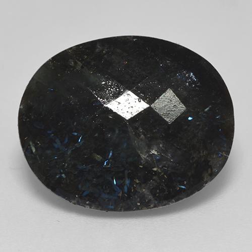 Nuummite noir naturelle coupe ovale, 14,99 ct, opaque