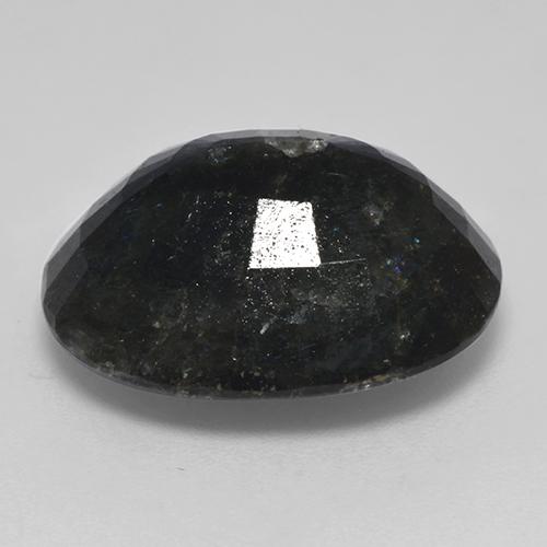 Nuummite noir naturelle coupe ovale, 14,99 ct, opaque