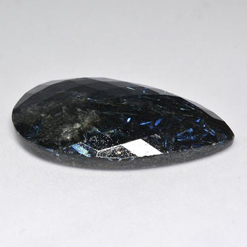 Nuummite Noir avec étincelle bleue naturelle En forme de poire, 23.74 ct, Opaque