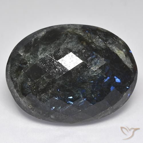 Nuummite Noir avec étincelle bleue naturelle ovale, 29.47 ct, Opaque