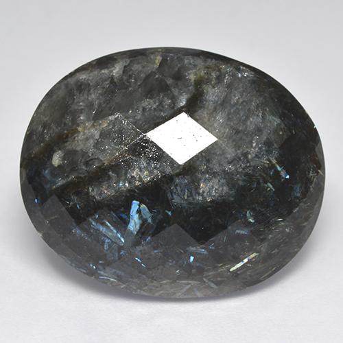 Nuummite noir avec étincelle bleue naturelle coupe ovale, 33,44 ct, opaque