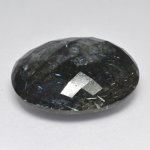 Nuummite noir avec étincelle bleue naturelle coupe ovale, 33,44 ct, opaque