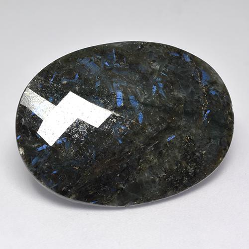 Nuummite noir naturelle coupe ovale, 40,80 ct, opaque