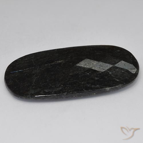 Nuummite Noir avec étincelle bleue naturelle Coussin, 27.33 ct, Opaque