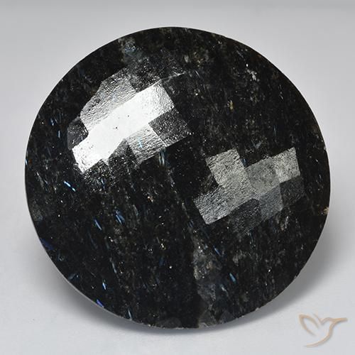 Nuummite Noir avec étincelle bleue naturelle Tour, 50.90 ct, Opaque