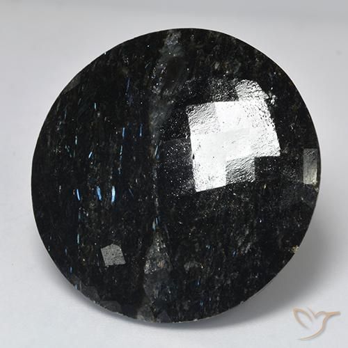 Nuummite Noir avec étincelle bleue naturelle Tour, 50.90 ct, Opaque