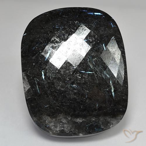82.01ct Naturel Noir avec étincelle bleue Nuummite, Coussin, Opaque