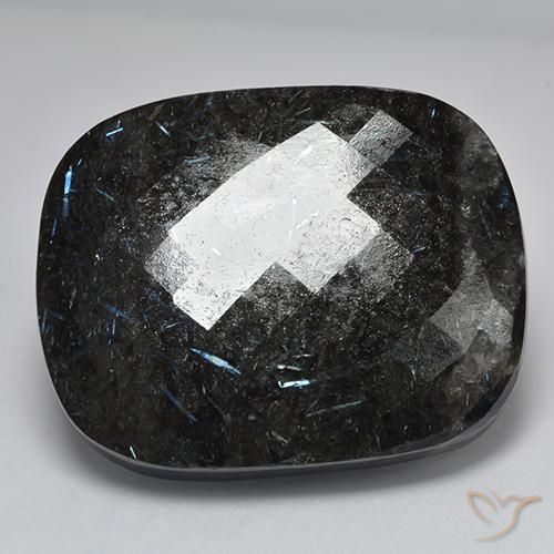 Nuummite Noir avec étincelle bleue naturelle Coussin, 82.01 ct, Opaque