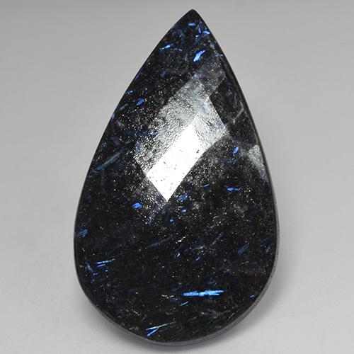 Nuummite Noir avec étincelle bleue naturelle En forme de poire, 29.44 ct, Opaque