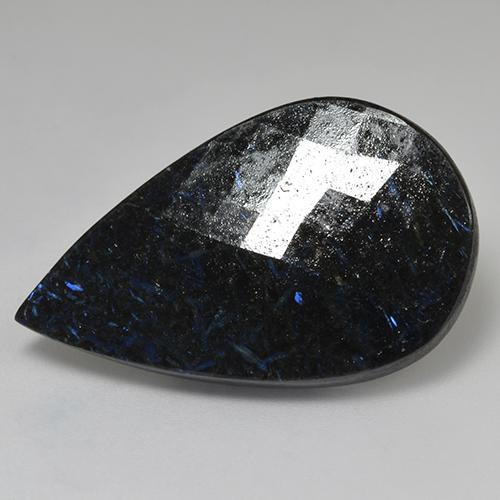 Nuummite Noir avec étincelle bleue naturelle En forme de poire, 29.44 ct, Opaque