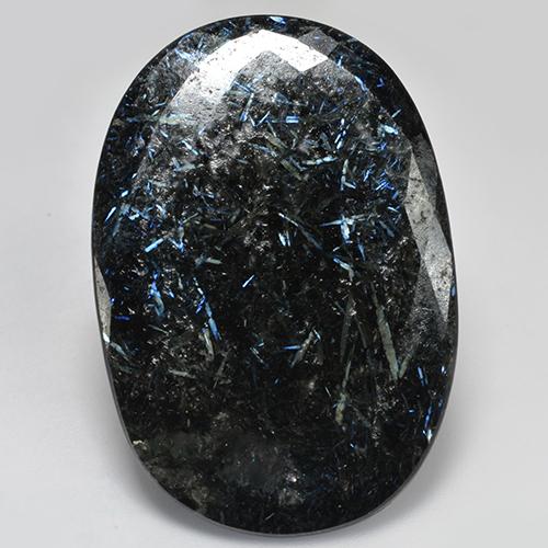 Nuummite noir naturelle coupe ovale, 48,65 ct, opaque