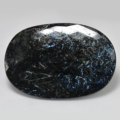 Nuummite noir naturelle coupe ovale, 48,65 ct, opaque