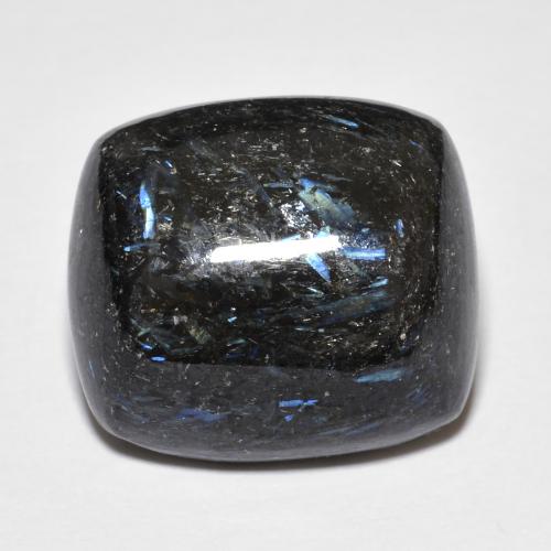Nuummite noir naturelle coupe coussin, 17,72 ct, opaque