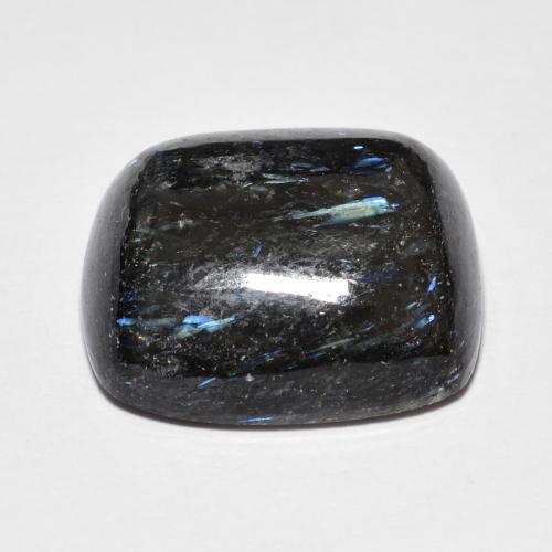 Nuummite noir naturelle coupe coussin, 17,72 ct, opaque