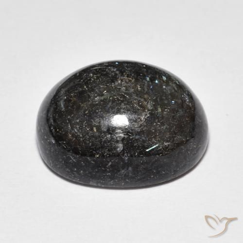 Nuummite Noir avec étincelle bleue naturelle ovale, 14.14 ct, Opaque