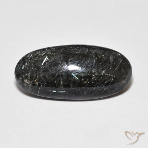 7.87ct Naturel Noir avec étincelle bleue Nuummite, ovale, Opaque