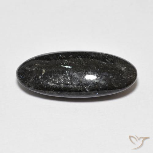 Nuummite Noir avec étincelle bleue naturelle ovale, 7.87 ct, Opaque