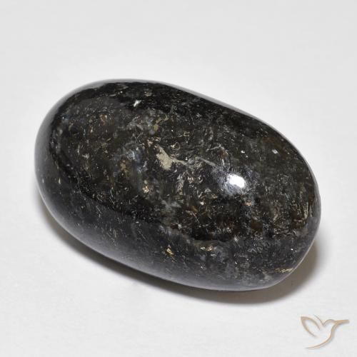 23.04ct Naturel Noir avec étincelle bleue Nuummite, ovale, Opaque