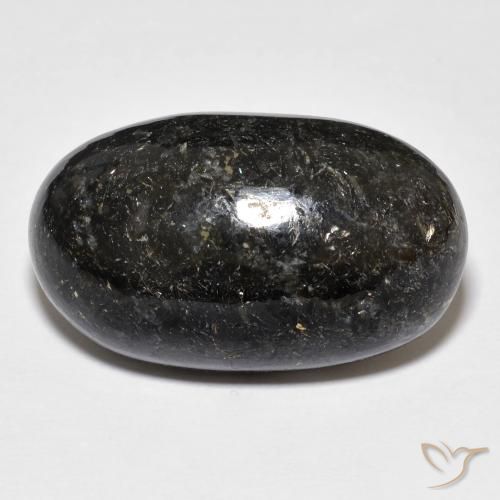 Nuummite Noir avec étincelle bleue naturelle ovale, 23.04 ct, Opaque