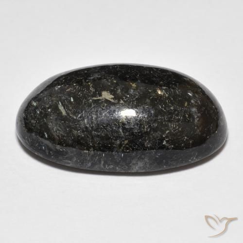 Nuummite Noir avec étincelle bleue naturelle ovale, 23.04 ct, Opaque