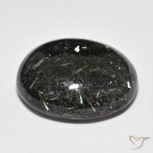 Nuummite Noir avec étincelle bleue naturelle ovale, 23.53 ct, Opaque
