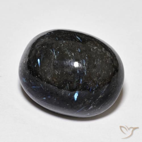 Nuummite Noir avec étincelle bleue naturelle ovale, 22.55 ct, Opaque