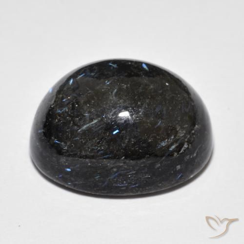 Nuummite Noir avec étincelle bleue naturelle ovale, 22.55 ct, Opaque
