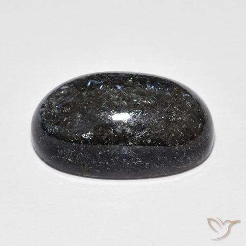 Nuummite Noir avec étincelle bleue naturelle ovale, 14.96 ct, Opaque