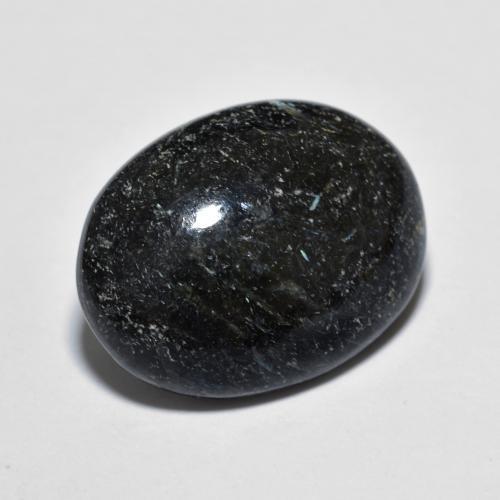 Nuummite Noir avec étincelle bleue naturelle Coupe ovale, 10.56 ct, Opaque