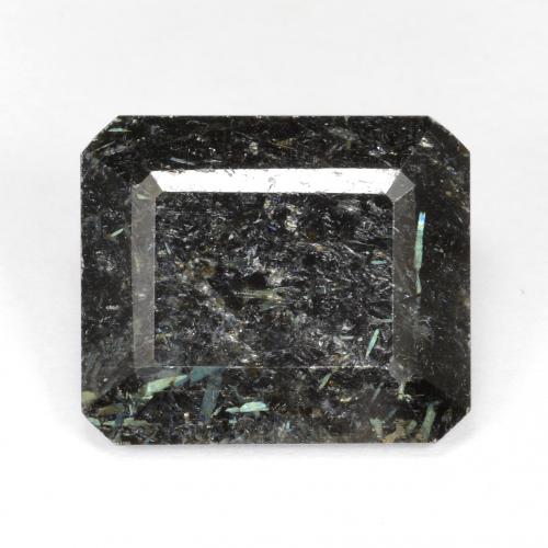 Nuummite noir naturelle taille émeraude, 10,64 ct, opaque