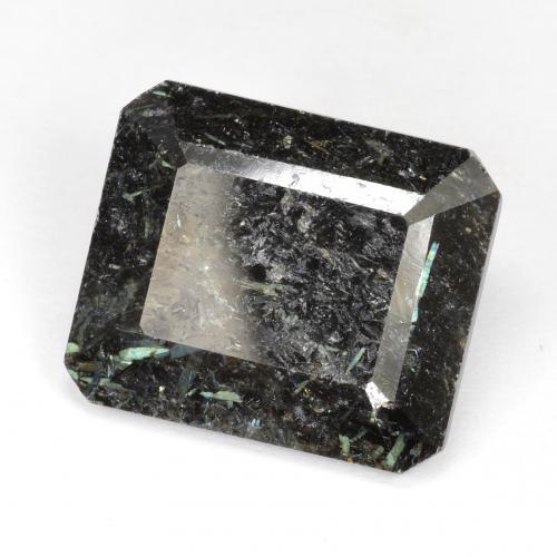 Nuummite noir naturelle taille émeraude, 10,64 ct, opaque
